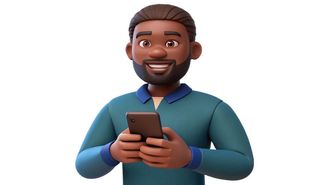 A black man using a smartphone, representing secure mobile banking and card features.
