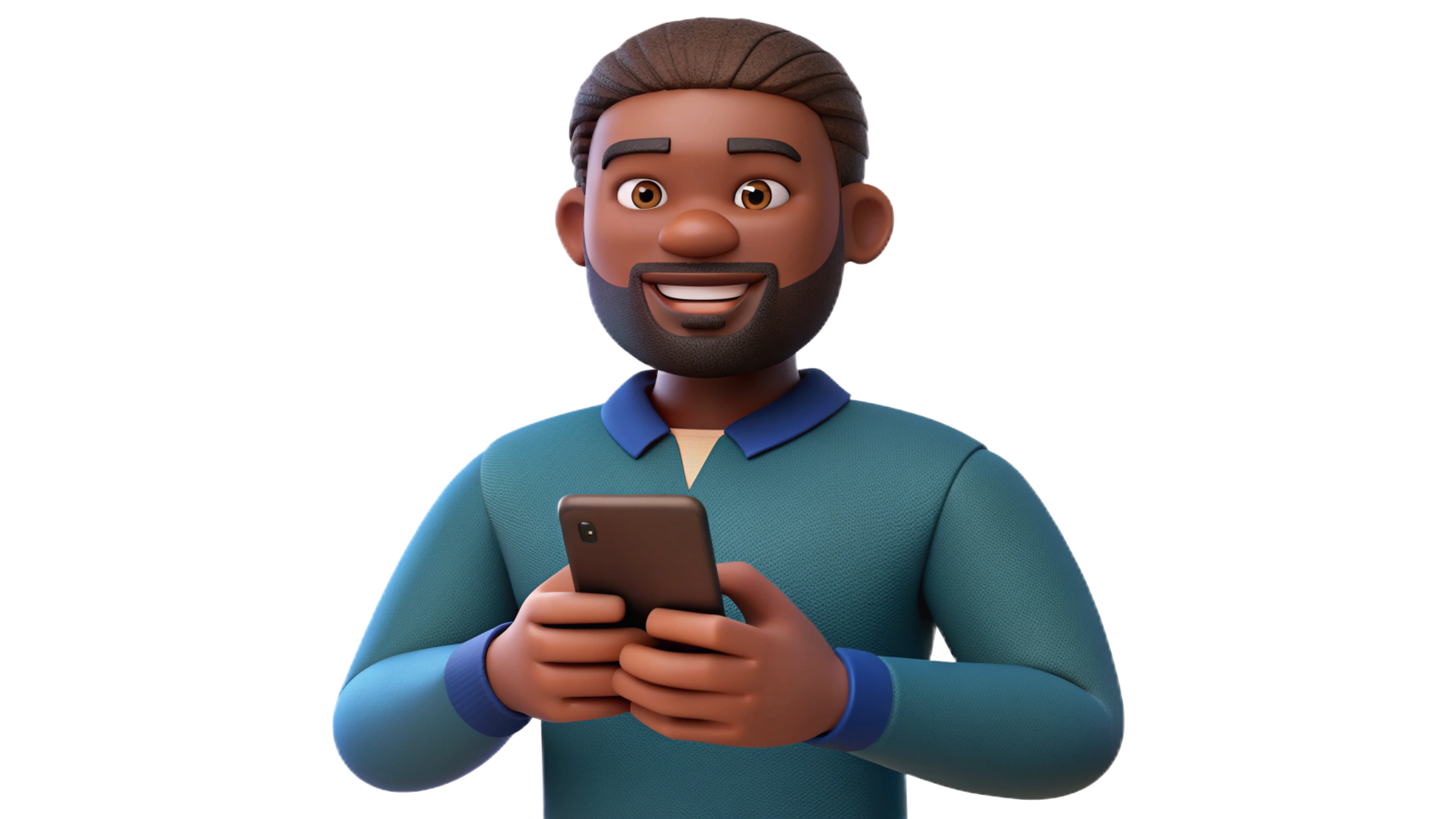 A black man using a smartphone, representing secure mobile banking and card features.